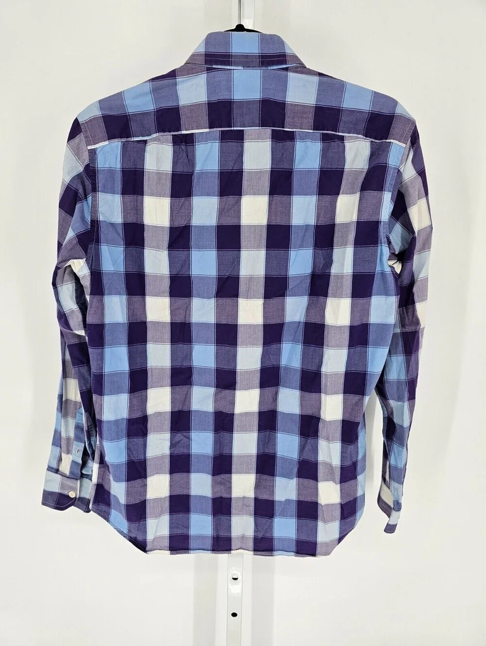 Banana Republic Mens Sz S Long Sleeve Button Up Dress Shirt Purple Buffalo Plaid